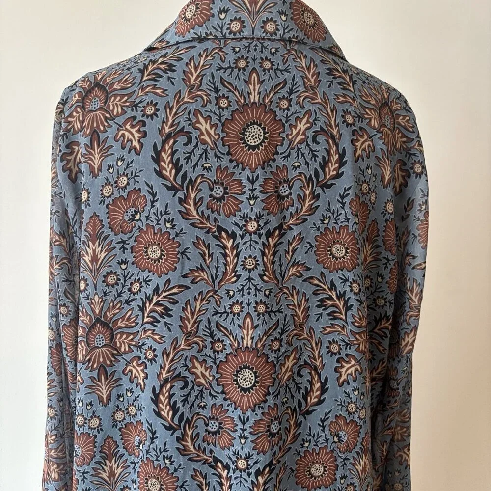 CABi Floral‎ Provincal Tunic Dress V-neck Long Sleeve Size Large Autumn Floral